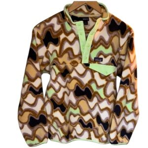 Patagonia popover Brown green unisex Crewneck Sweater synchilla xl boys kids